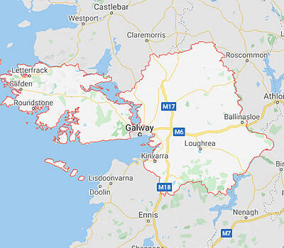 map showing Galway and the areas we cover